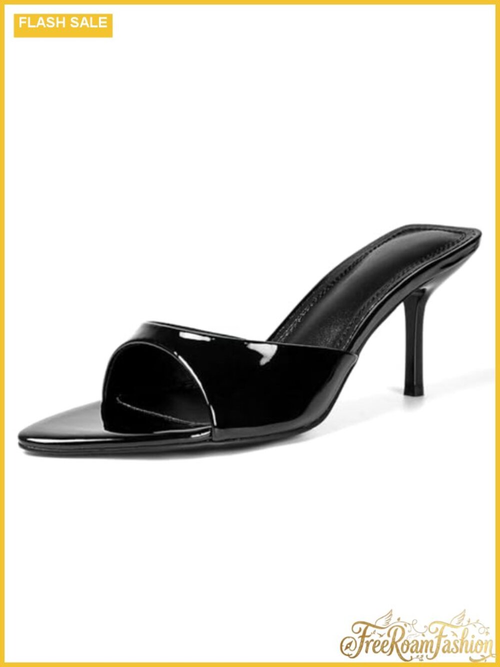 QIV Kitten Heels Pointed Open Toe Mule Heeled Sandals Slip On Semi Formal